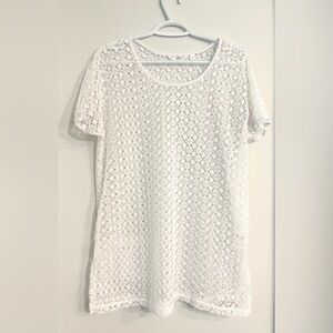 Aqua La Vie en Rose White Crochet Style Coverup